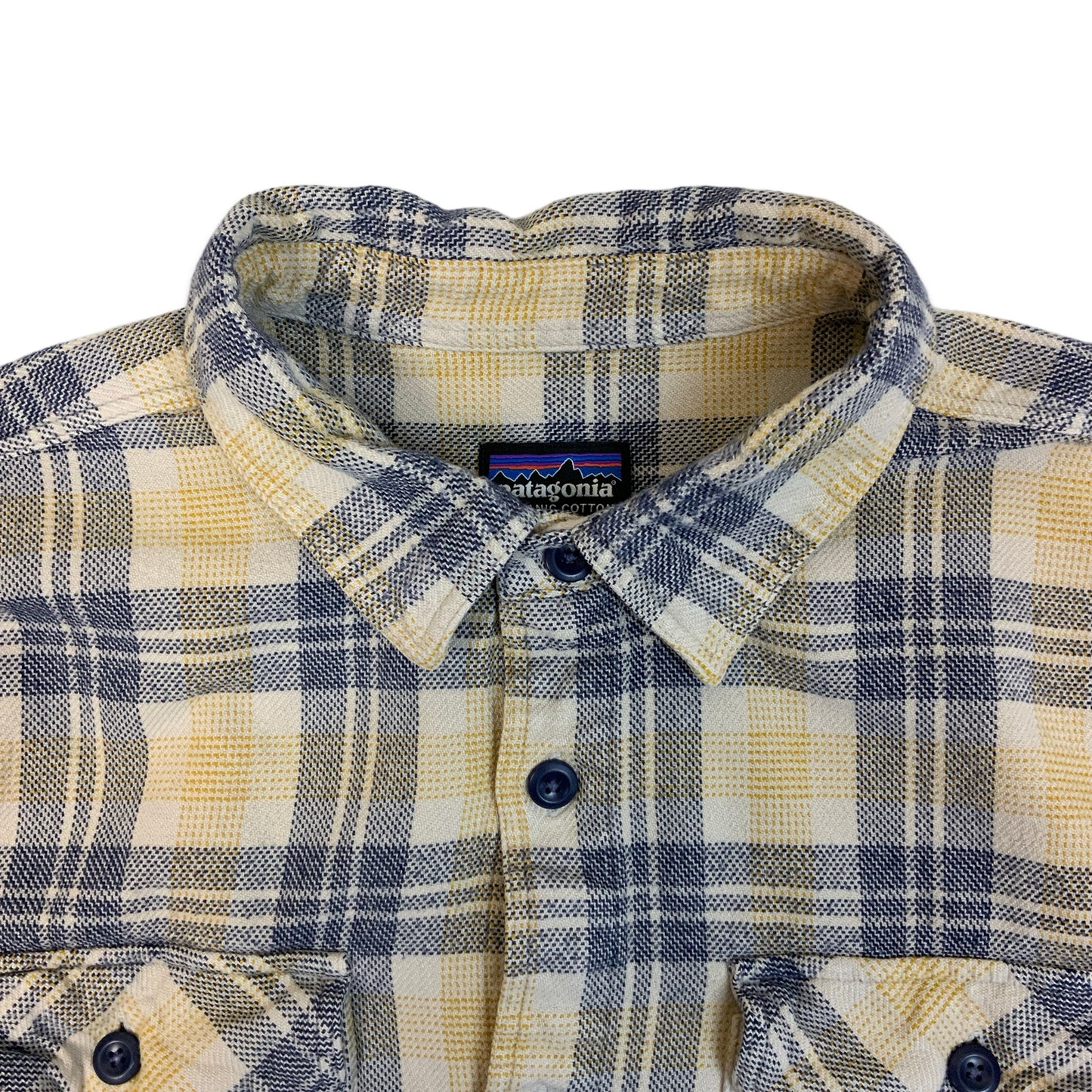 Patagonia Yellow & Blue Plaid Flannel Shirt L