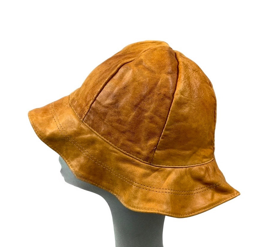 Vintage Tan Leather Bucket Hat