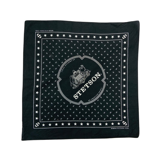 Vintage Black White Stetson Branded Bandana