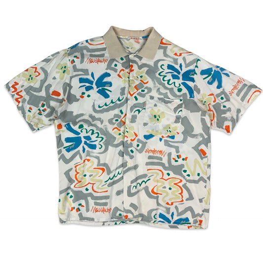 80s Abstract Print Summer Shirt XL