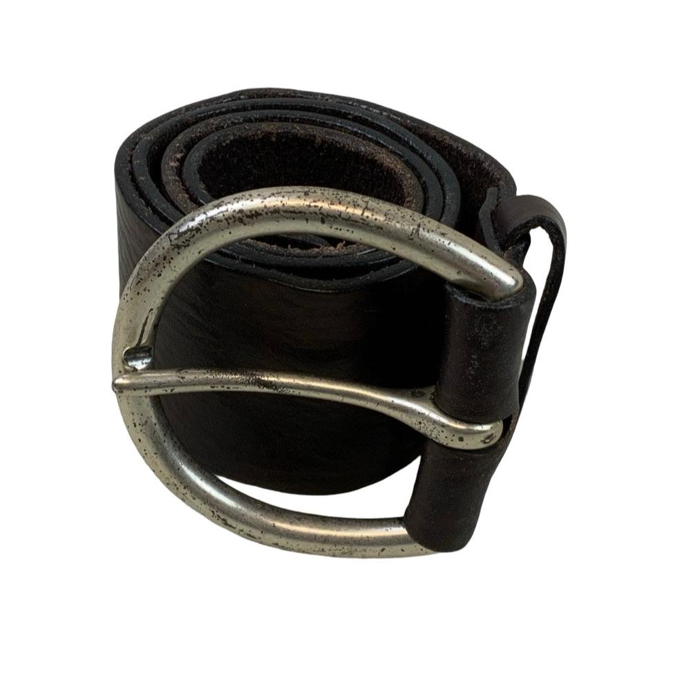 Vintage Chunky Real Ring Leather Belt