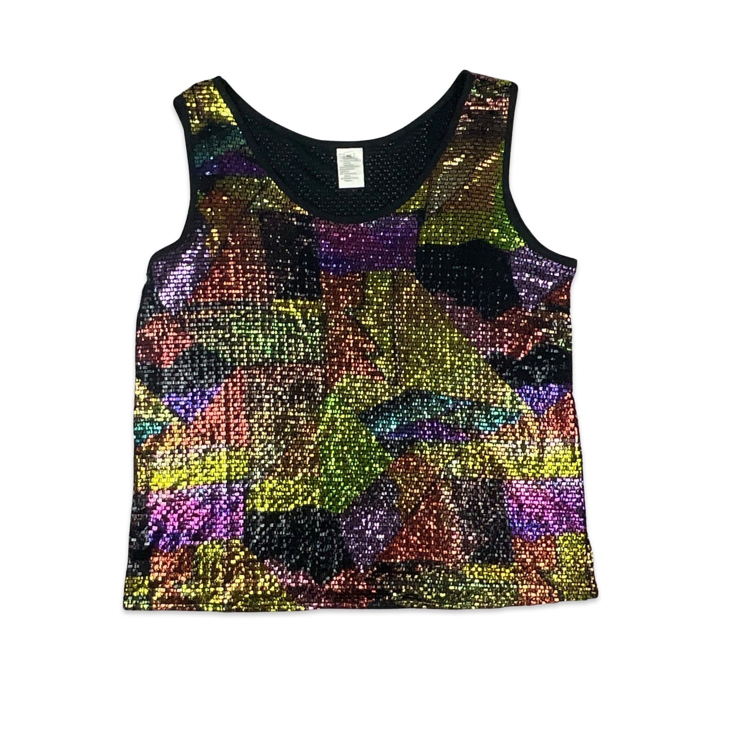 Vintage Multicoloured Metallic Vest Top 10 12 14 16