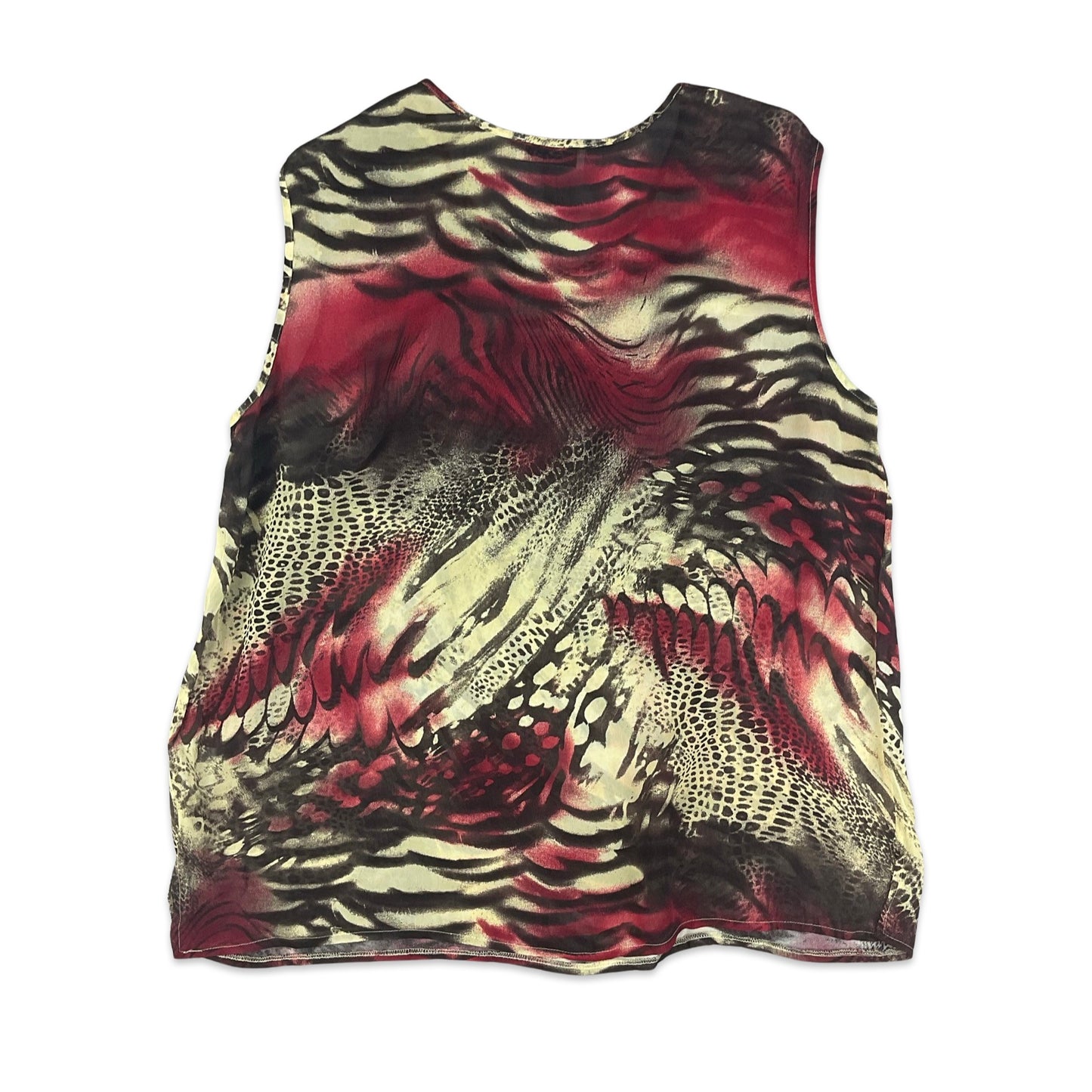 90s Y2K Black Red & Yellow Animal Print Top 12 14 16 18 20