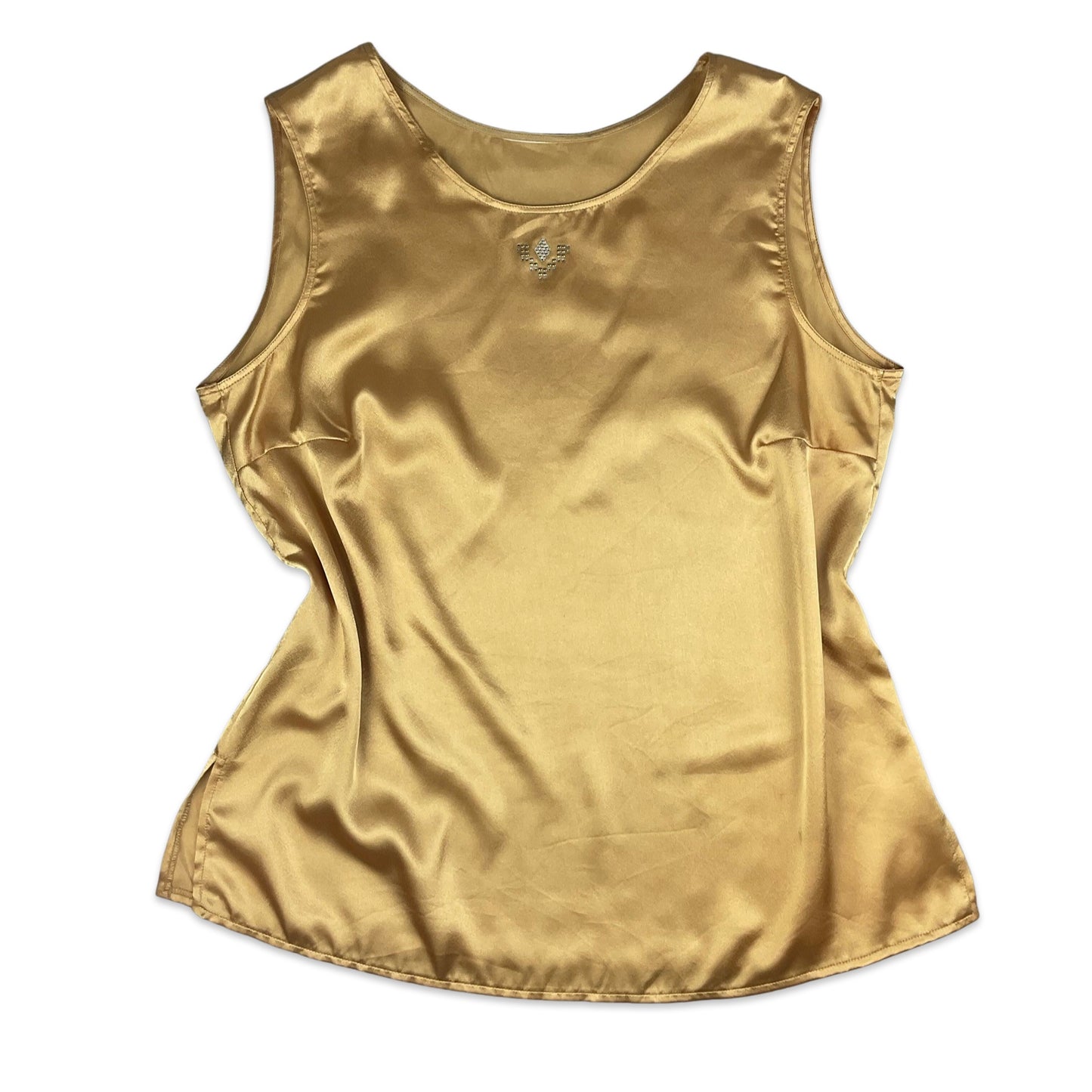 Vintage Golden Yellow Vest Top with Diamante Detail