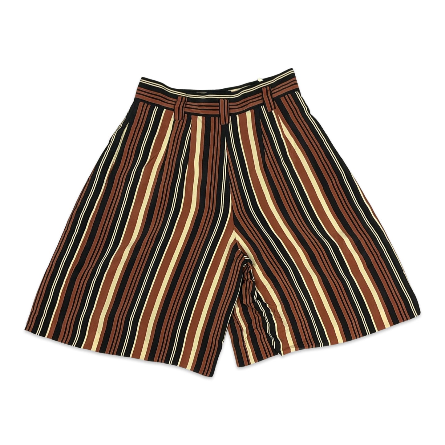 Vintage Beige Brown & Black Striped Shorts 10
