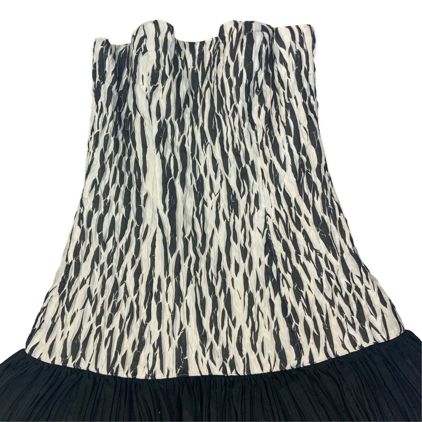 90s Black & White Drop Waist Pleated Mini Dress 8