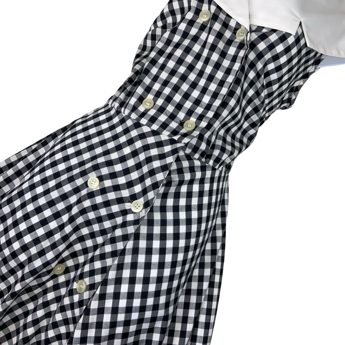 Vintage 80s Black White Check Pockets Sailor Aline Midi Swing Dress 12 14 16