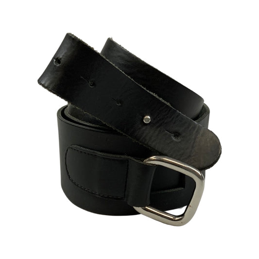 Vintage 90s Black Square Buckle Leather Belt