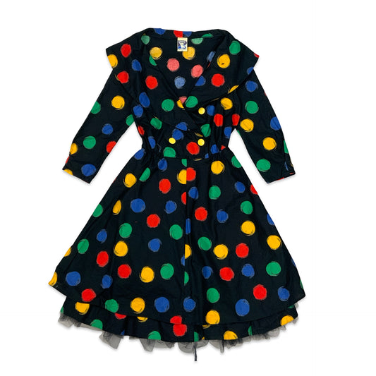 80s Polka Dot Puff Ball Midi Dress 12