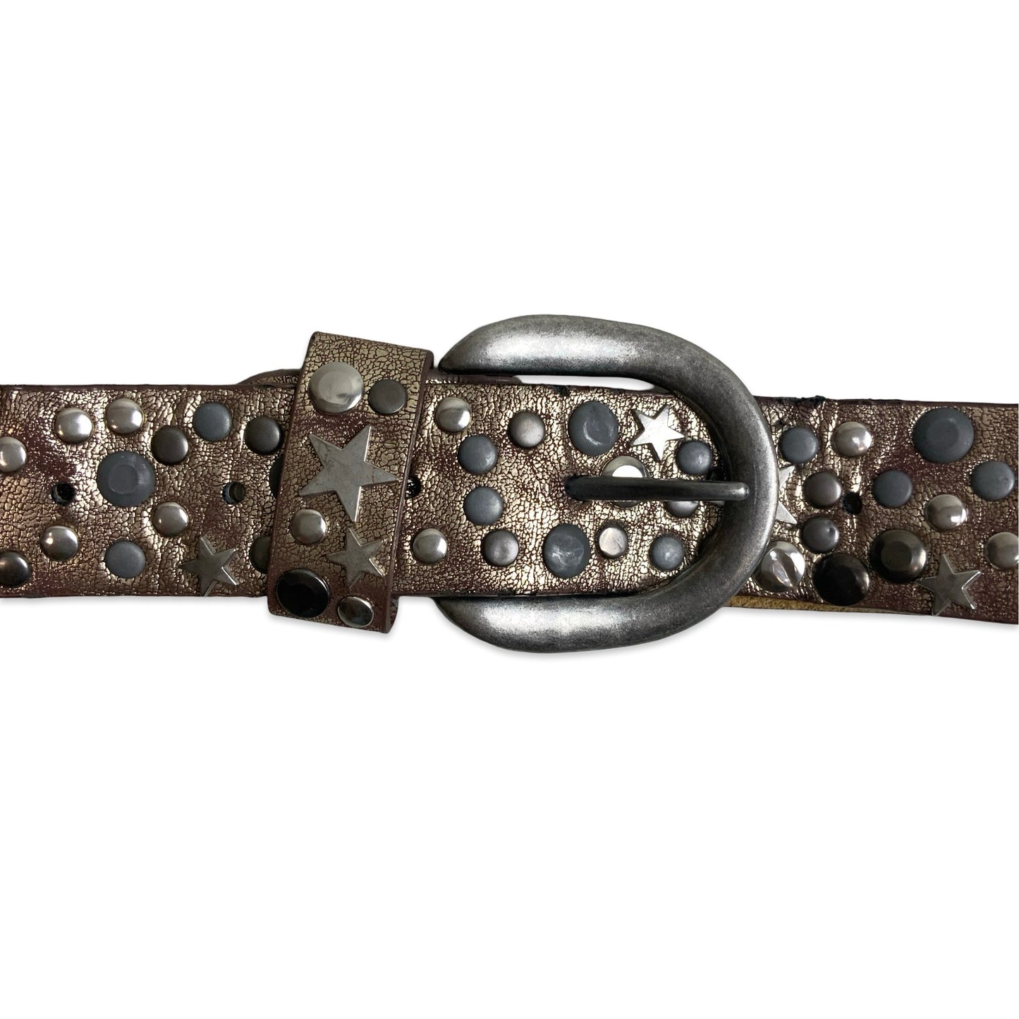 Vintage Metallic Silver Belt with Star Studs