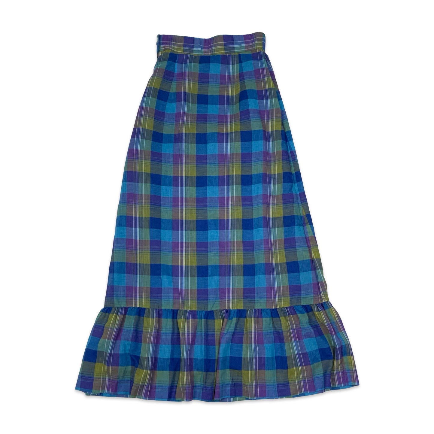 Vintage Blue Purple & Yellow Plaid Maxi Skirt 8