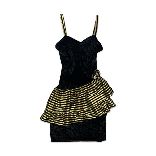 80s Black & Gold Mini Dress