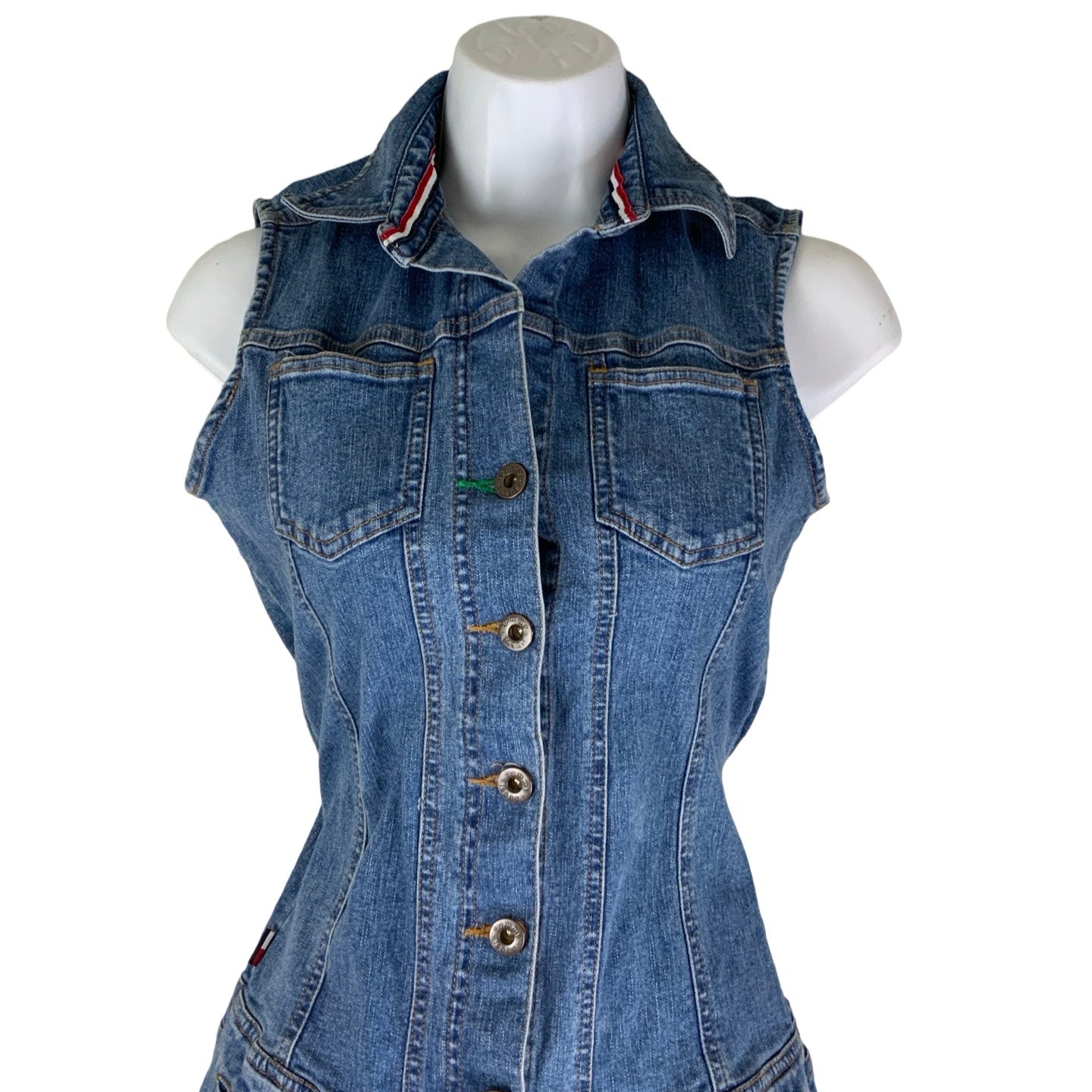 Vintage 90s Tommy Hilfiger Jeans Denim Mini Dress XS 6