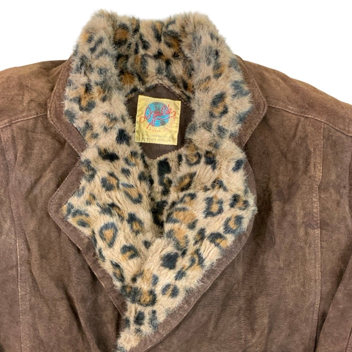 Vintage Leopard Print Shearling Coat M L