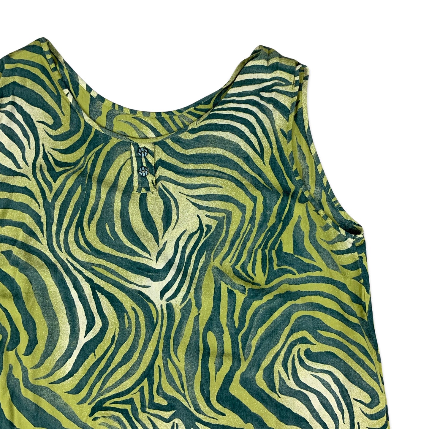 Vintage Green Zebra Print Loose Fit Vest Top