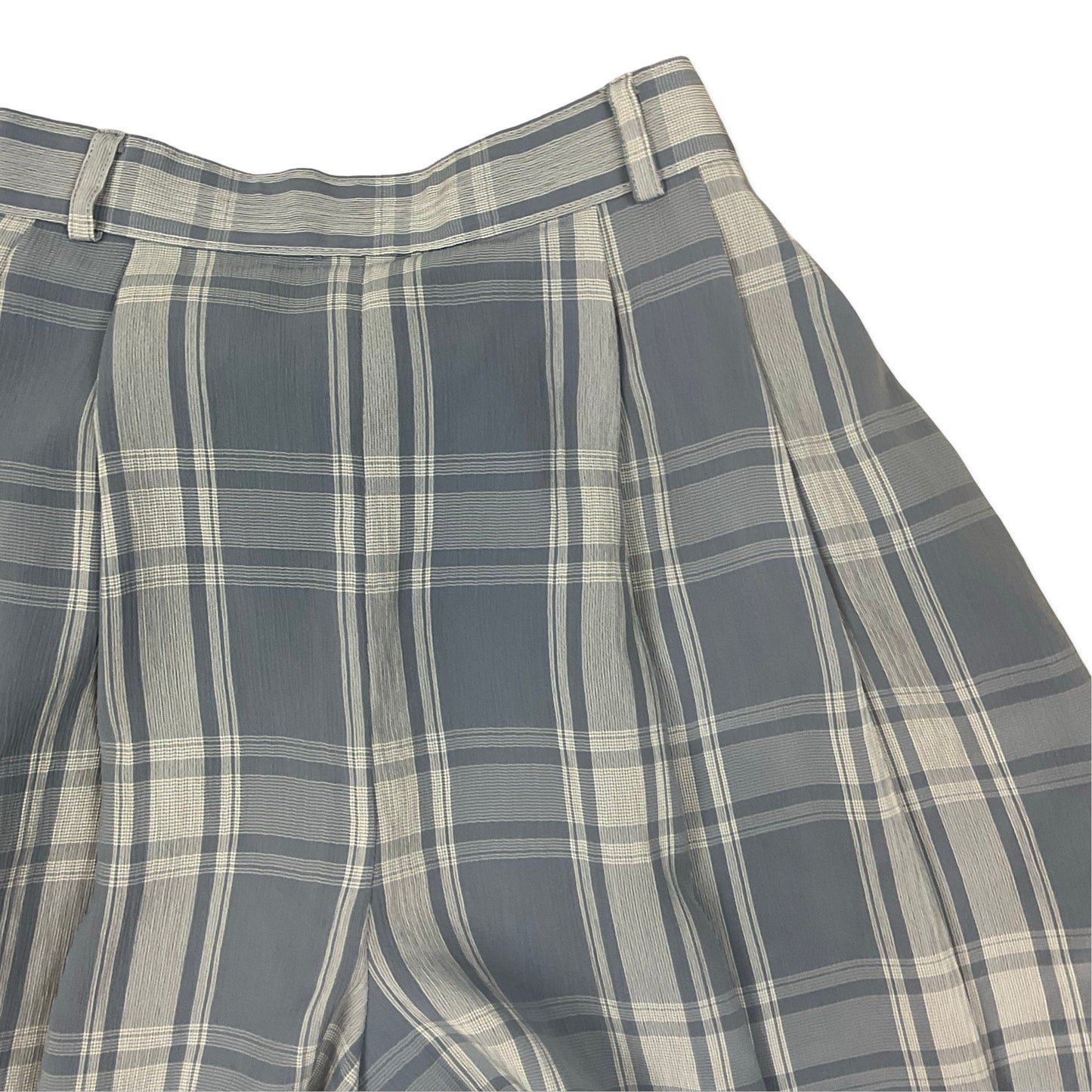Vintage Blue Checked Pleated Shorts 4 6 8