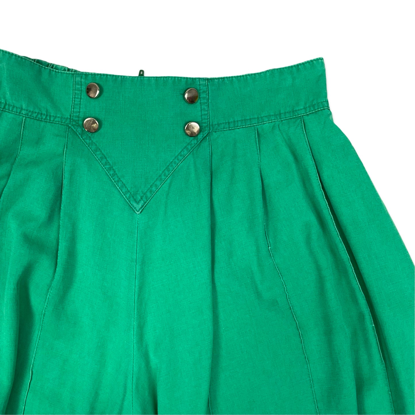 Vintage Green Pleated Wide Leg Shorts 14 16