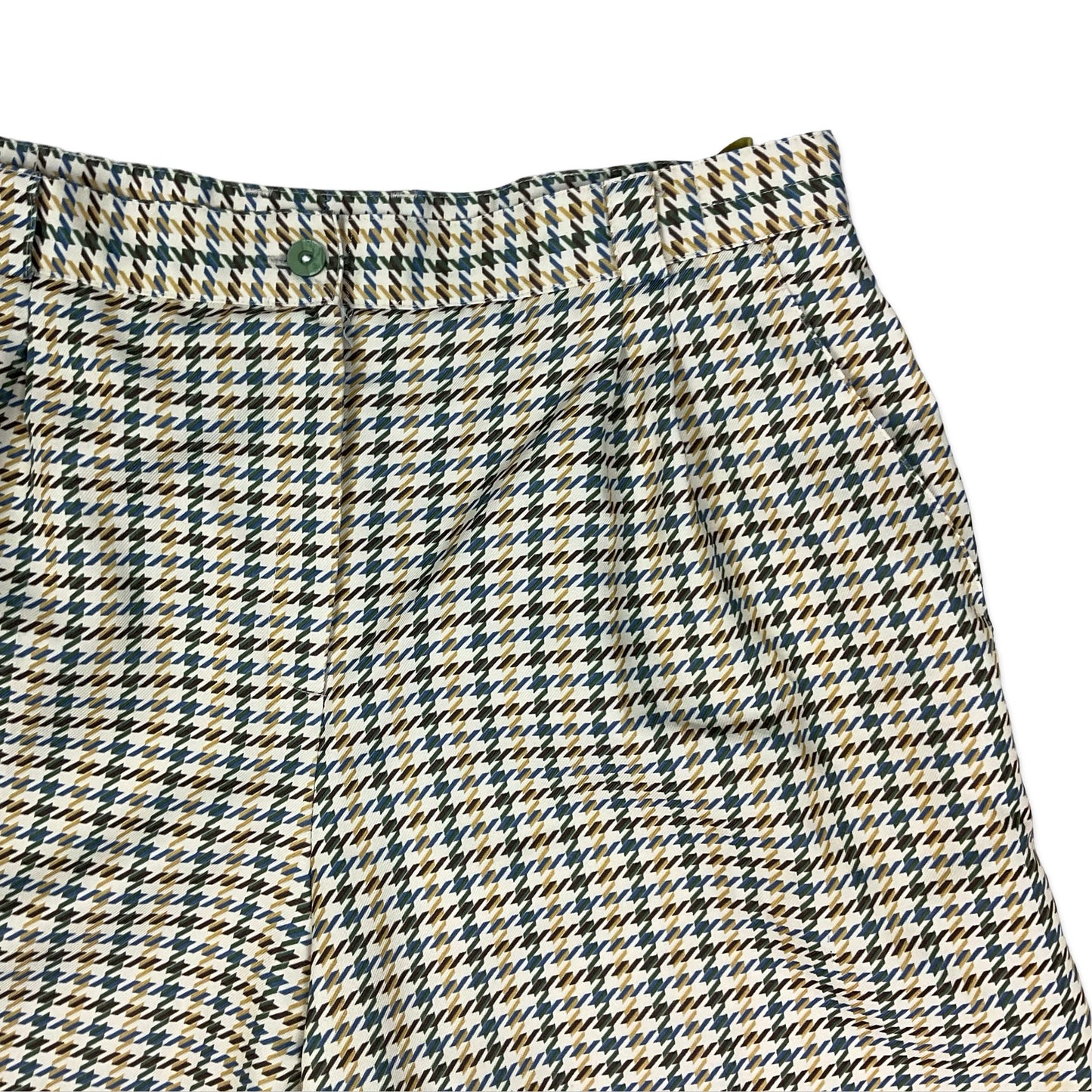 Vintage Dogtooth Print Pleated Shorts 16