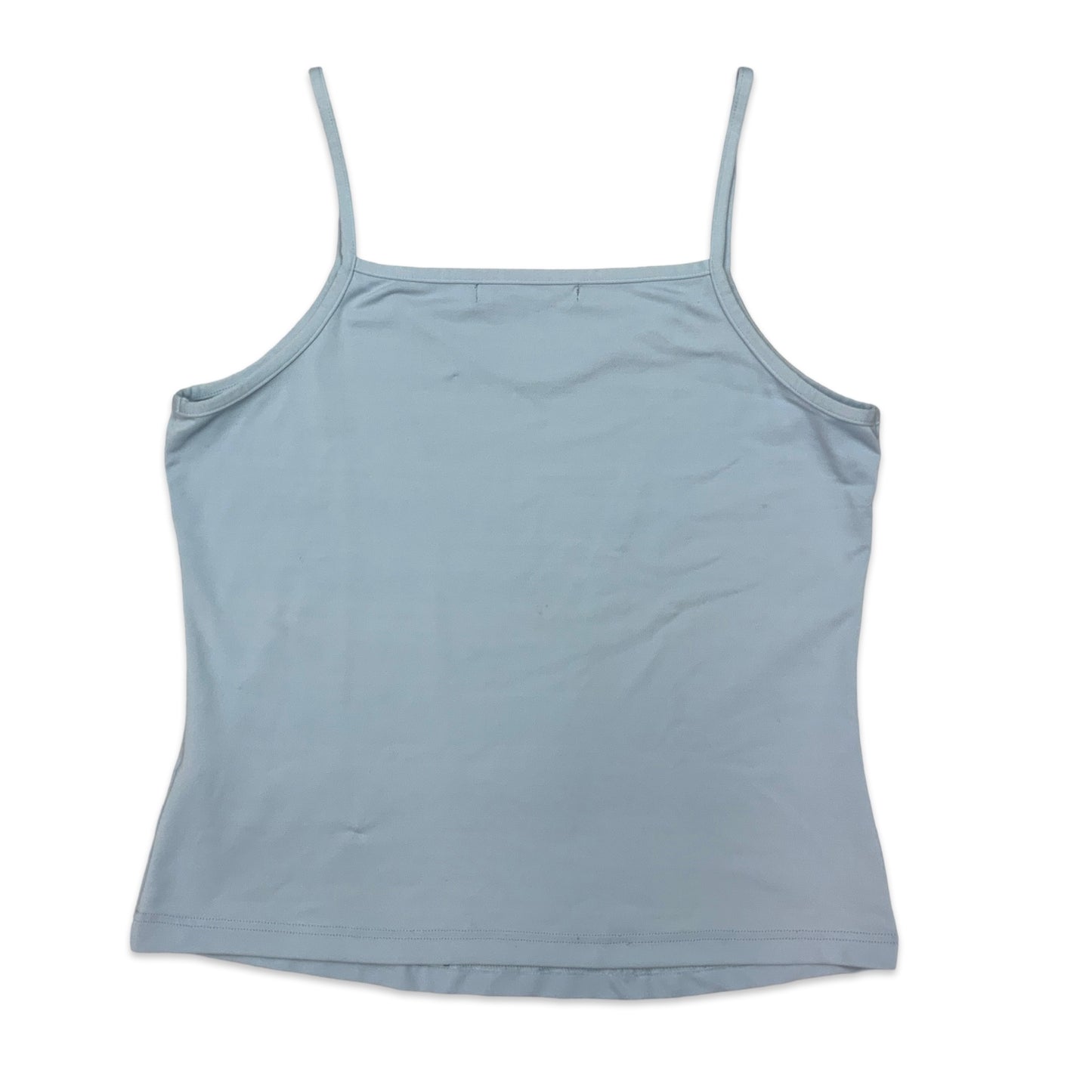 Y2K Baby Blue Vest Top with Silver Gems 10 12