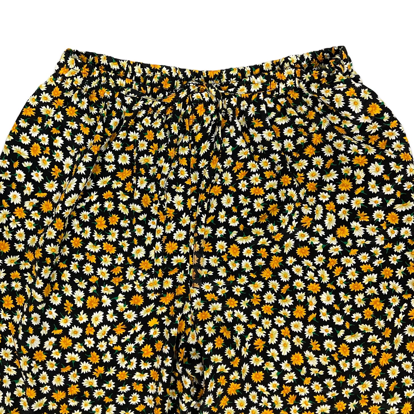 Vintage Black & Yellow Flower Print Shorts 16 18 20