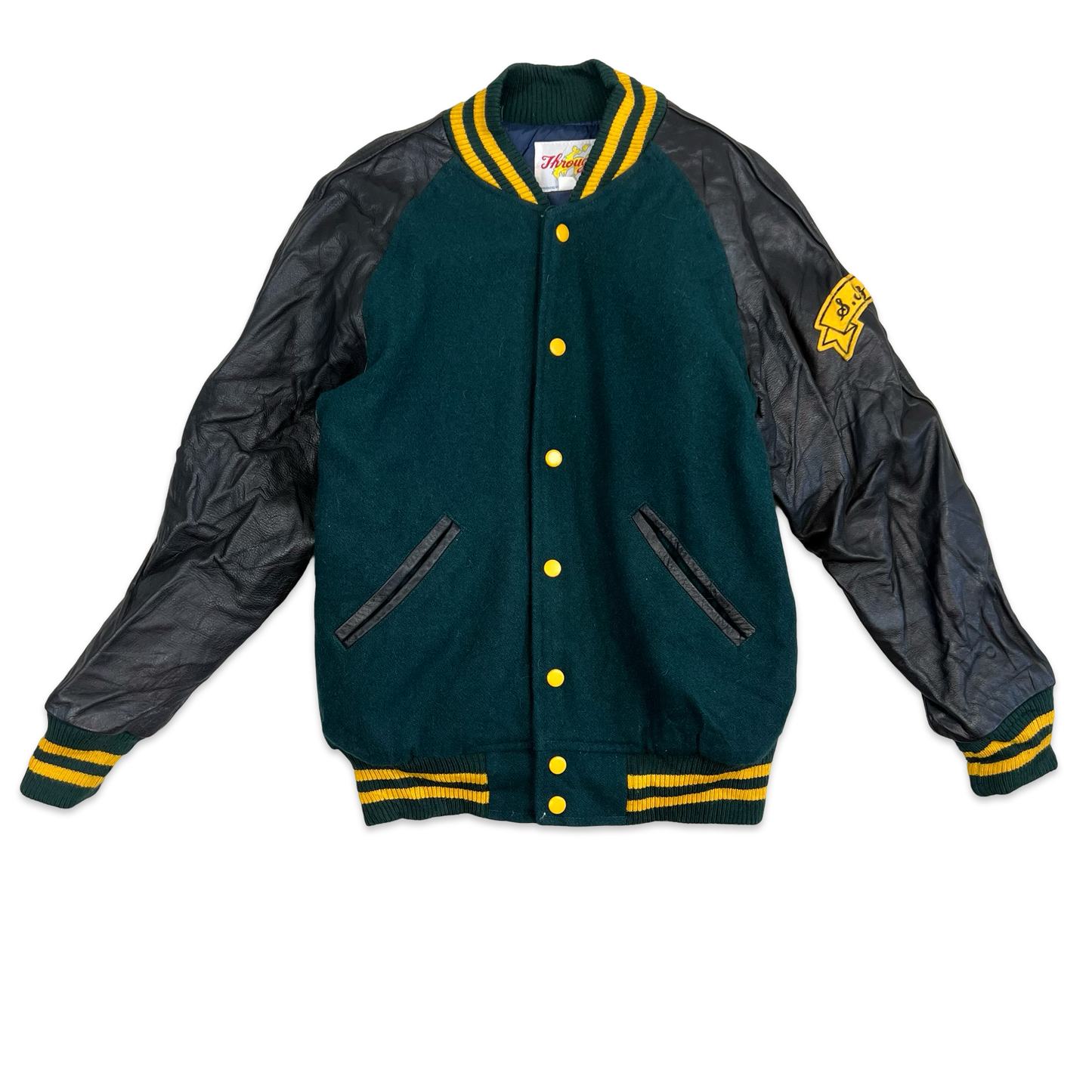 Vintage 80s Green and Black "Carrot" Varsity Jacket S