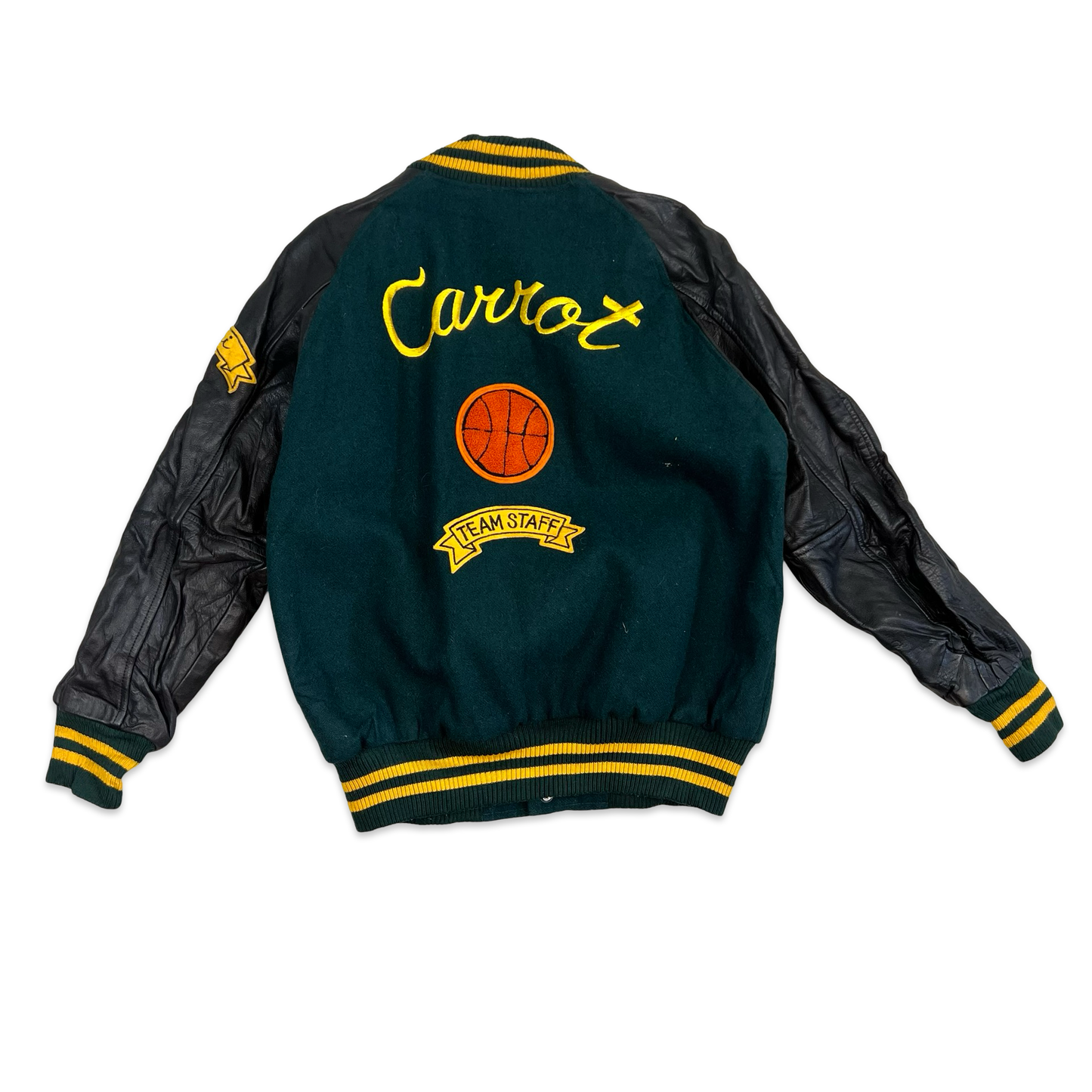 Vintage 80s Green and Black "Carrot" Varsity Jacket S