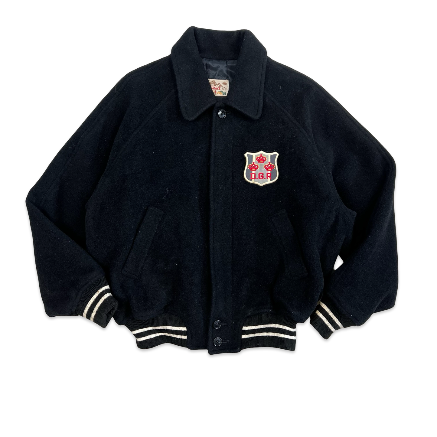 Vintage Black Wool Varsity Jacket L