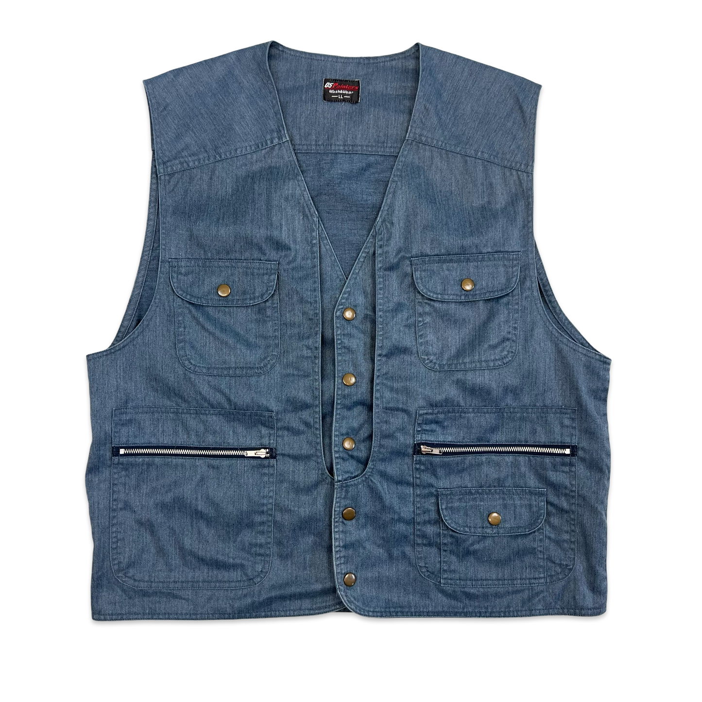 Vintage Blue-Grey Utility Vest L