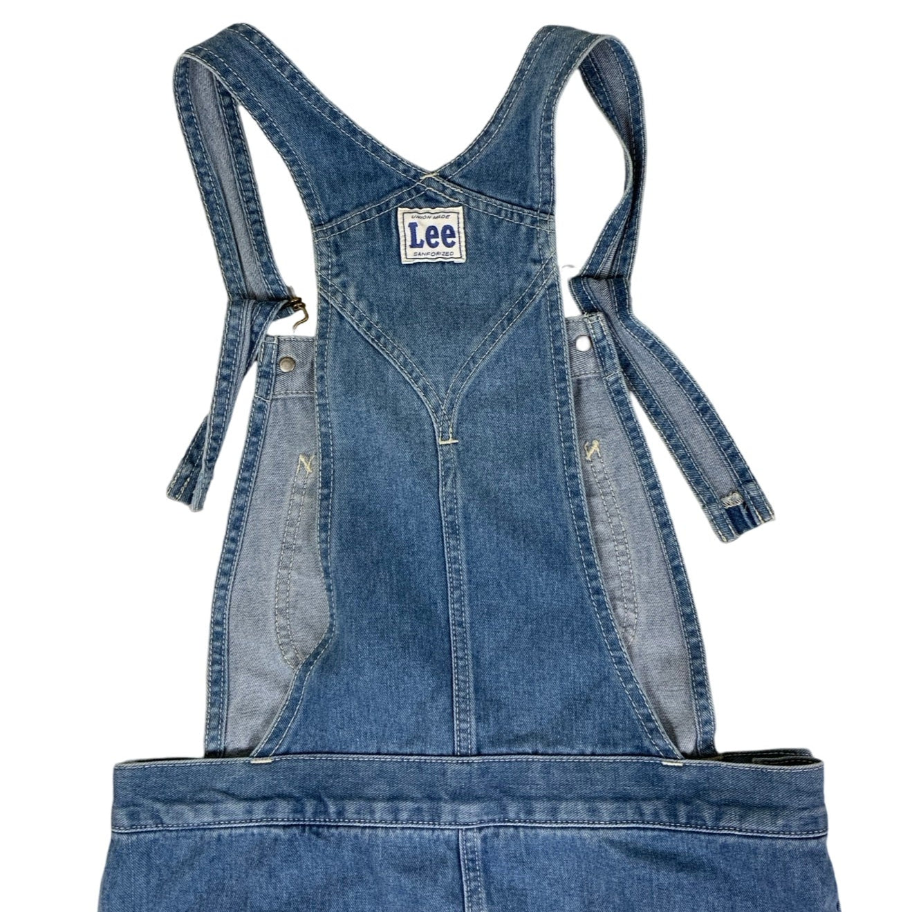 Vintage 90s Lee Sanforized Dungaree Pinafore Denim Mini Dress 10 12 S M