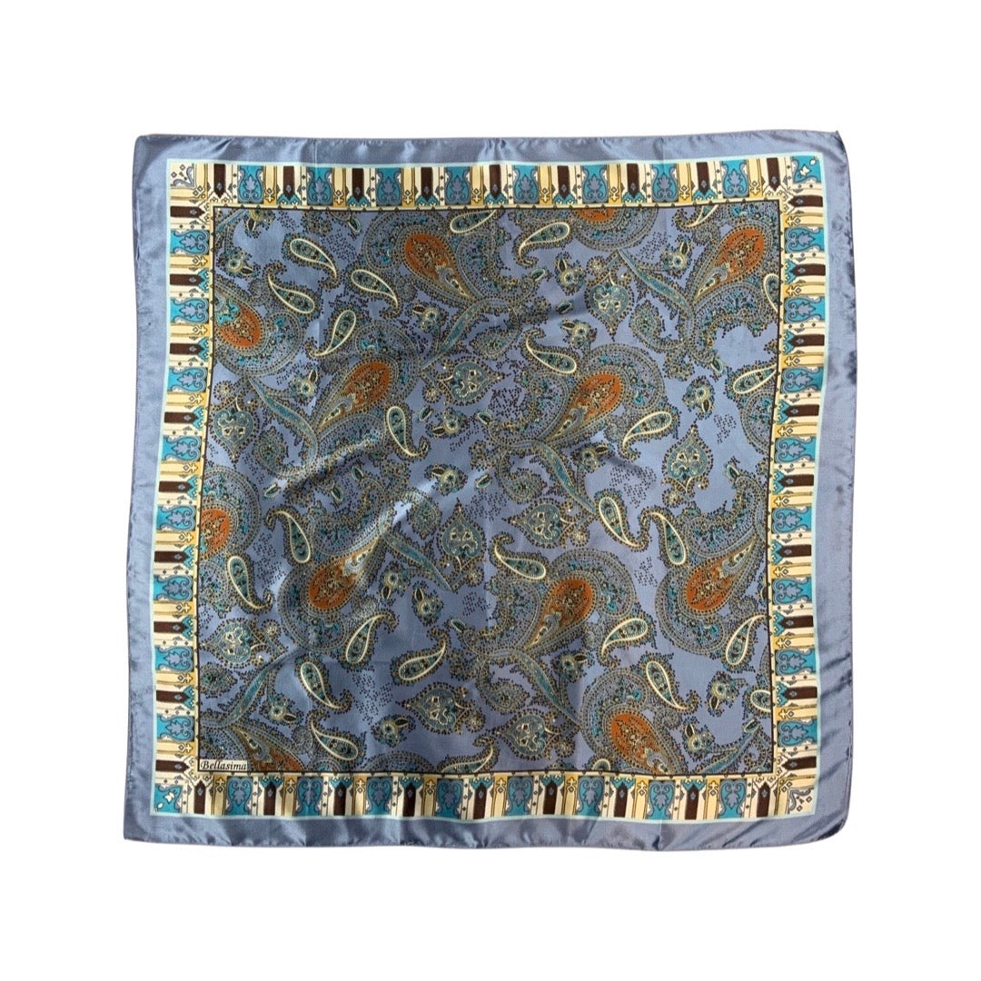 Vintage Teal and Grey Paisley Scarf
