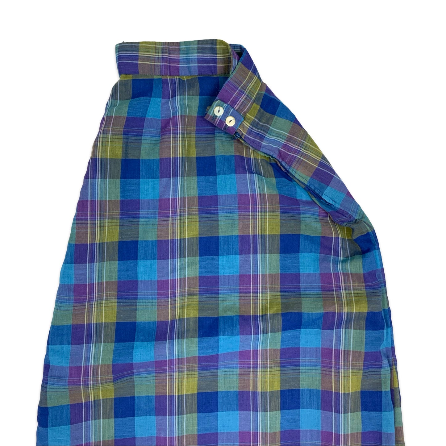 Vintage Blue Purple & Yellow Plaid Maxi Skirt 8