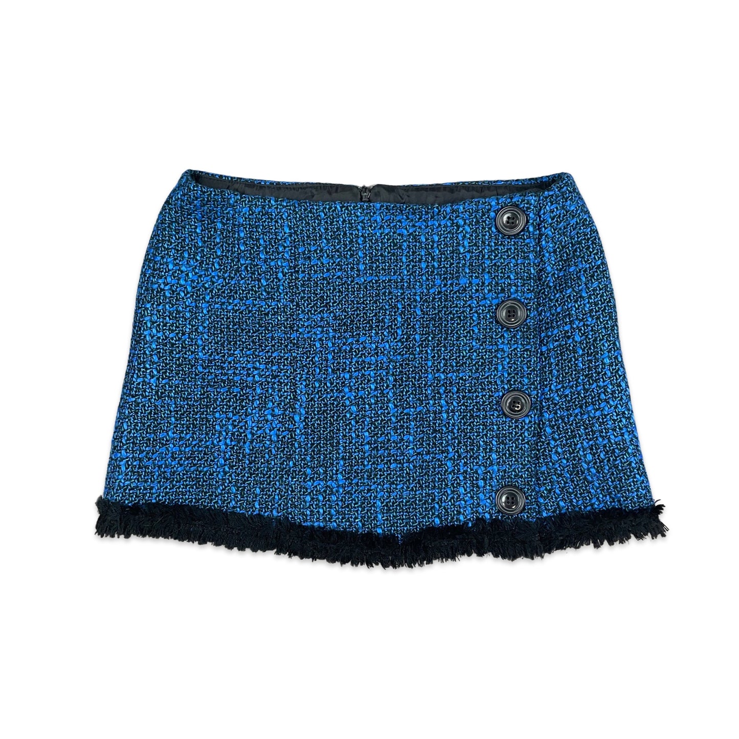 Vintage 90s Blue Black Dogtooth Mini Skirt 8 10