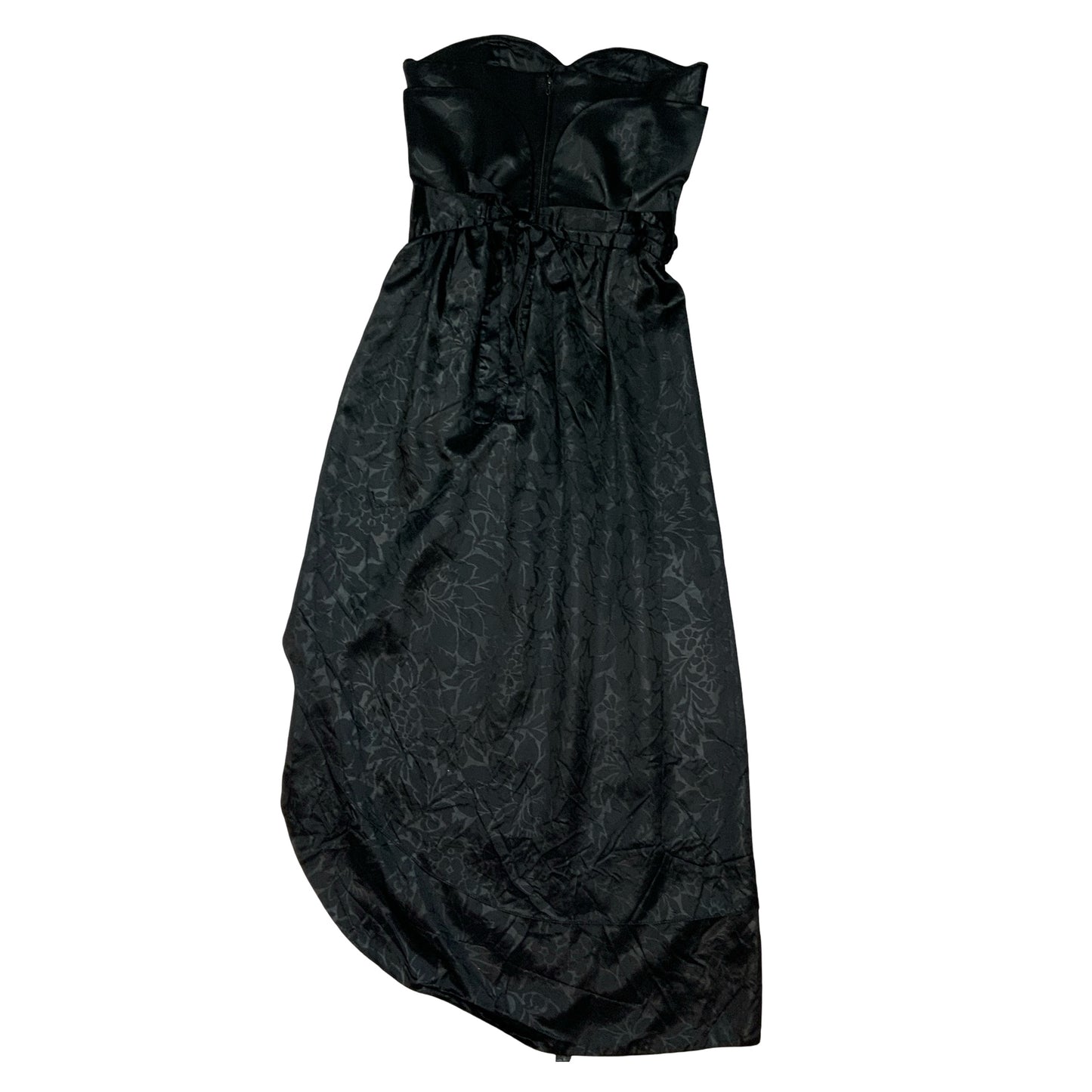 90s Black Satin Strapless Maxi Dress 10