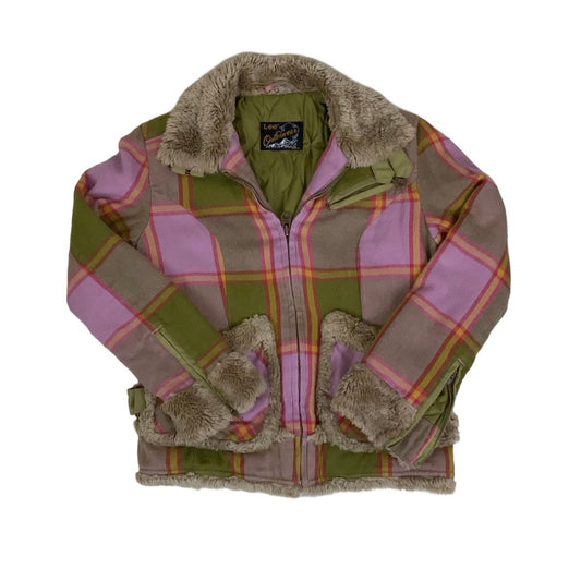 Vintage 90s ‘Lee’ Outerwear Pink Grey Green Orange Yellow Tartan Sherpa Zip-Up Jacket S M