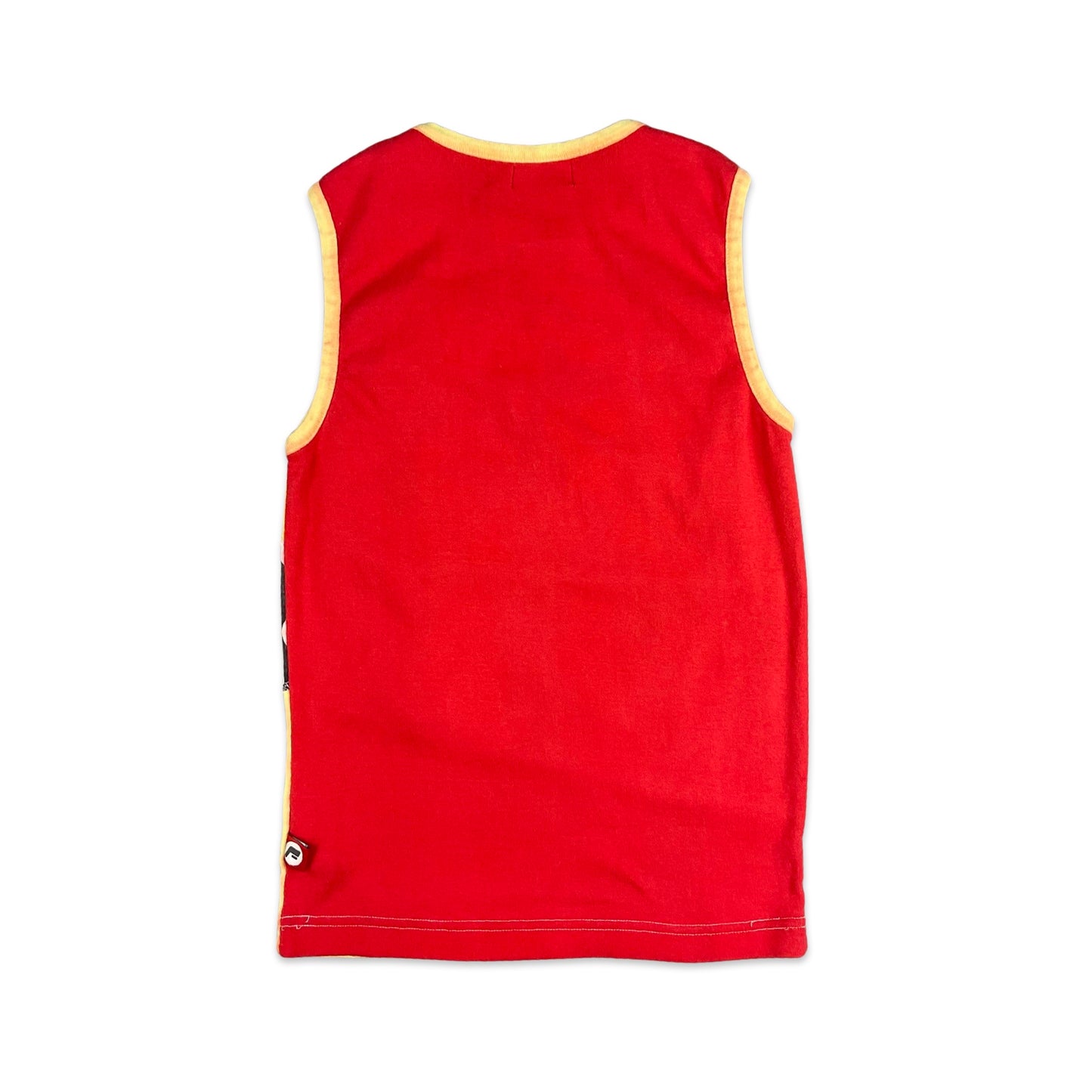Vintage Y2K 100% Cotton Red Yellow Reverse Seam Graphic Vest Top 8 10