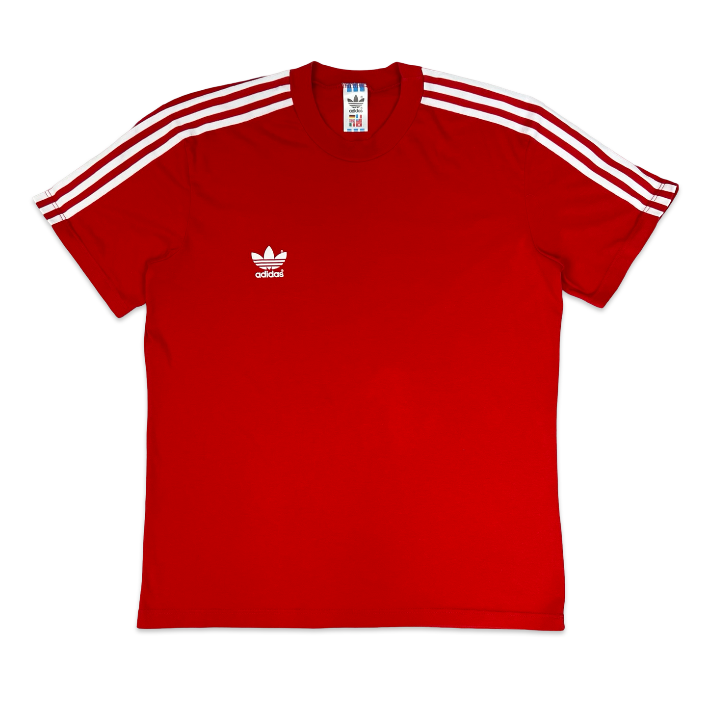 Vintage 80s 90s Adidas Red Three Stripe Tee M