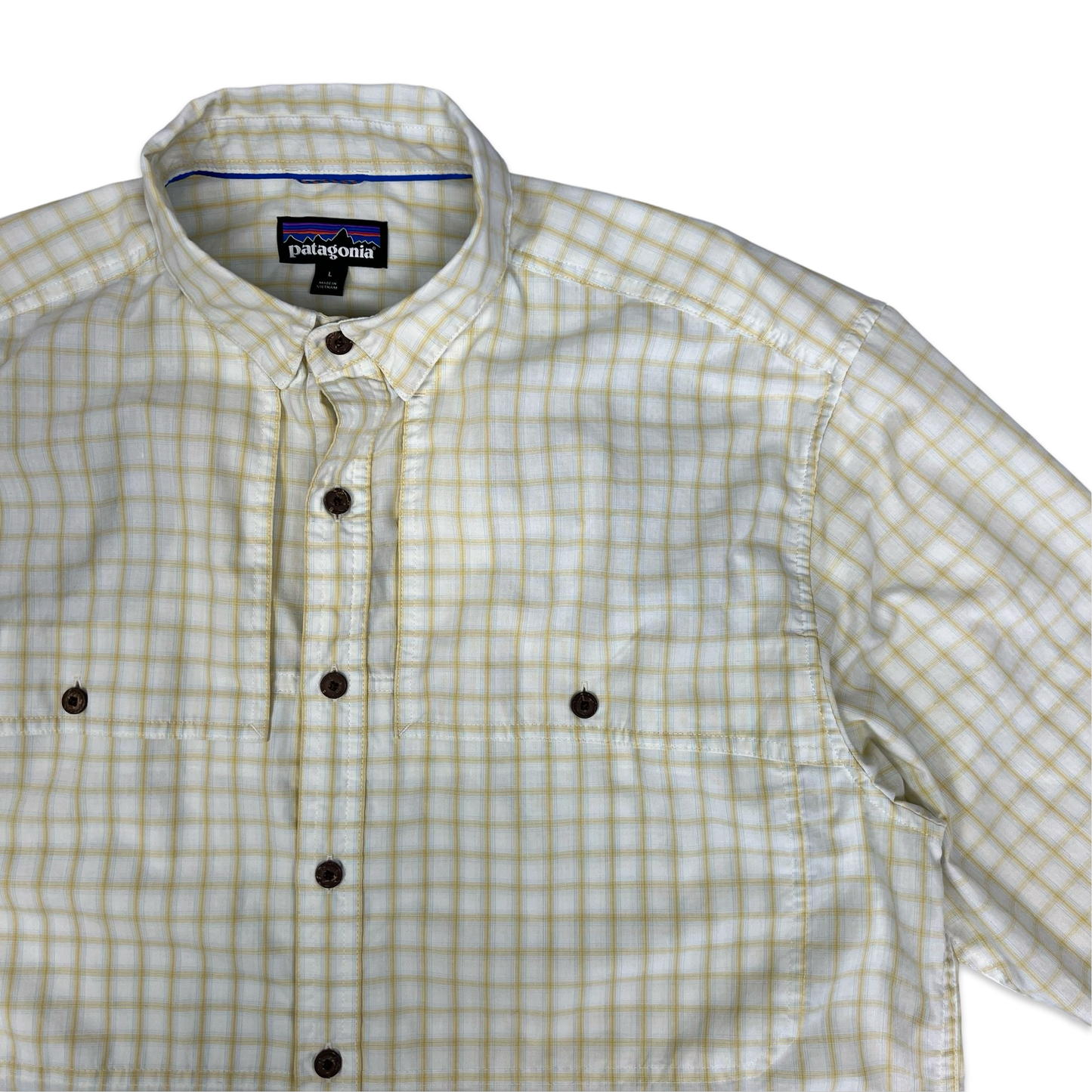 Patagonia White & Yellow Checked Long Sleeve Shirt XL