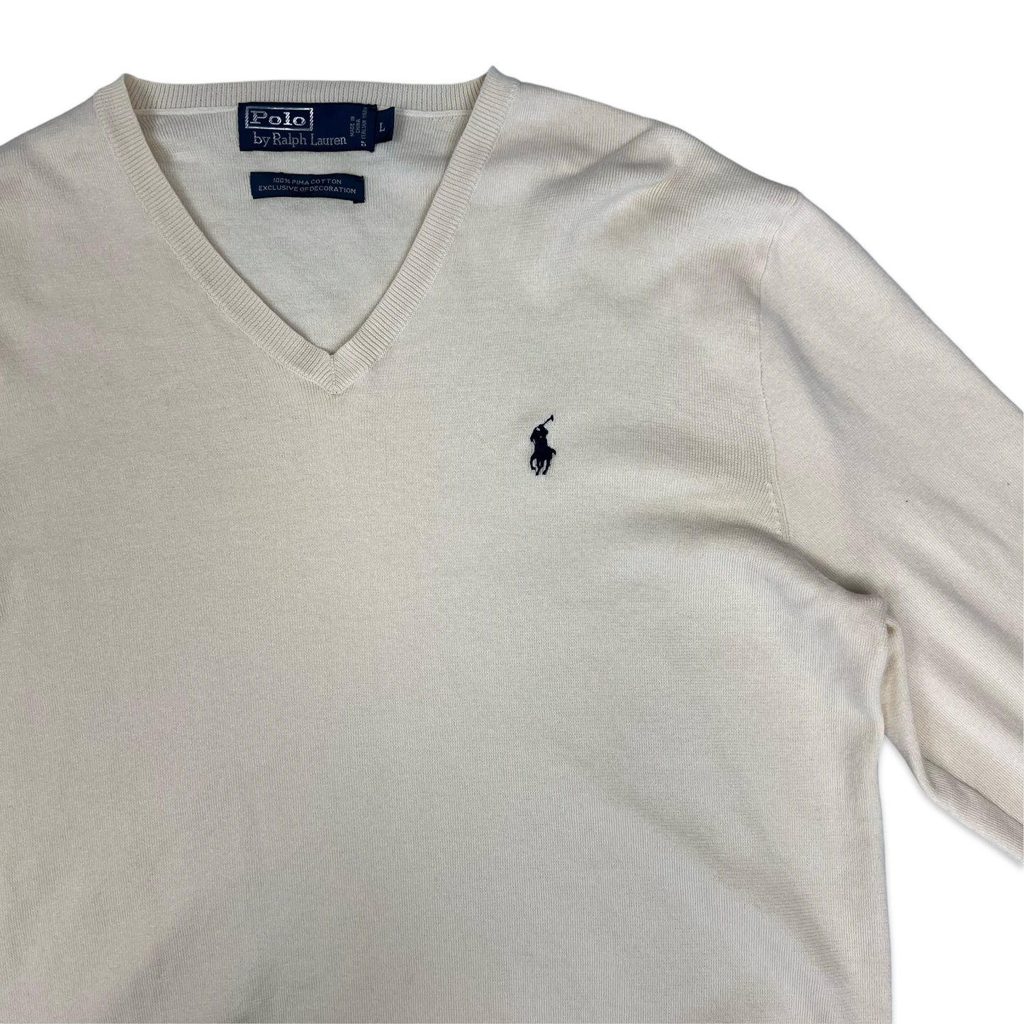 Ralph Lauren Beige V-neck Knit Jumper XL