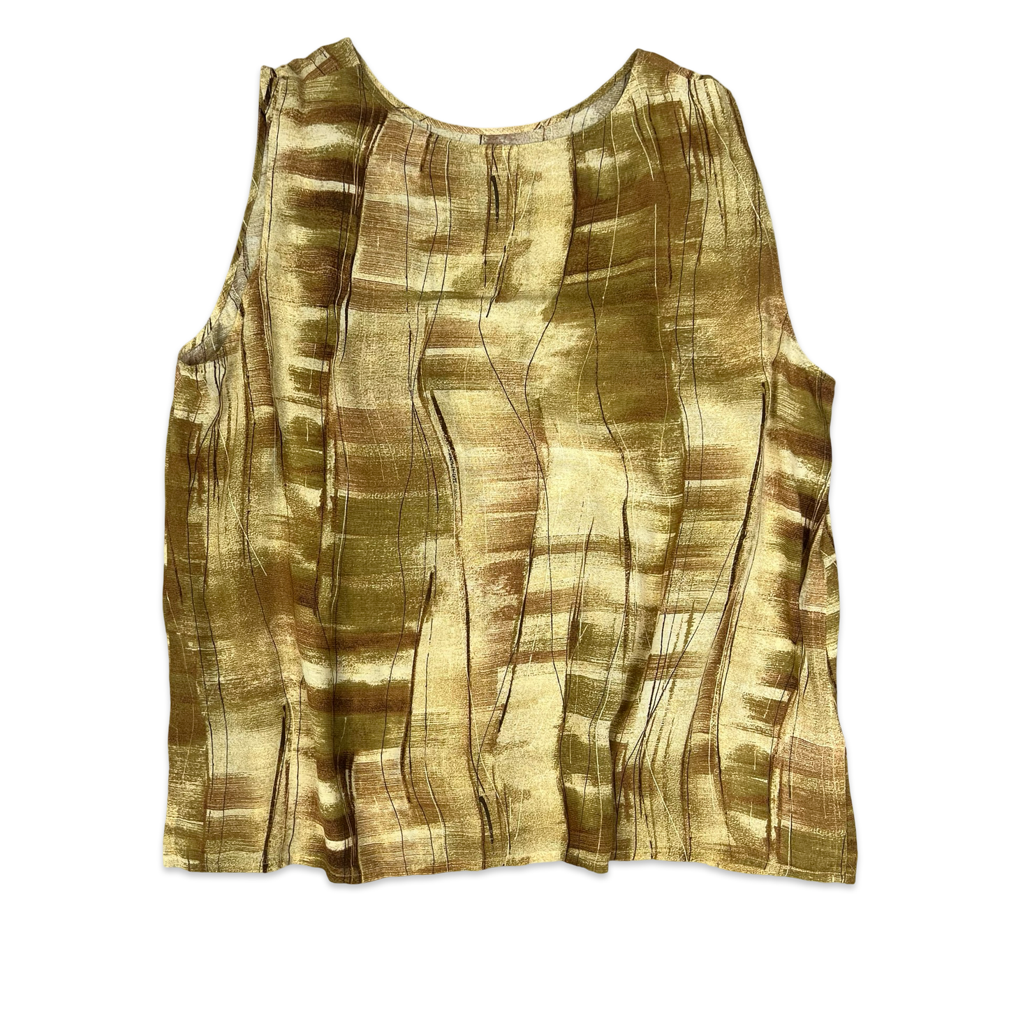 Brown Abstract Print Sleeveless Blouse 20