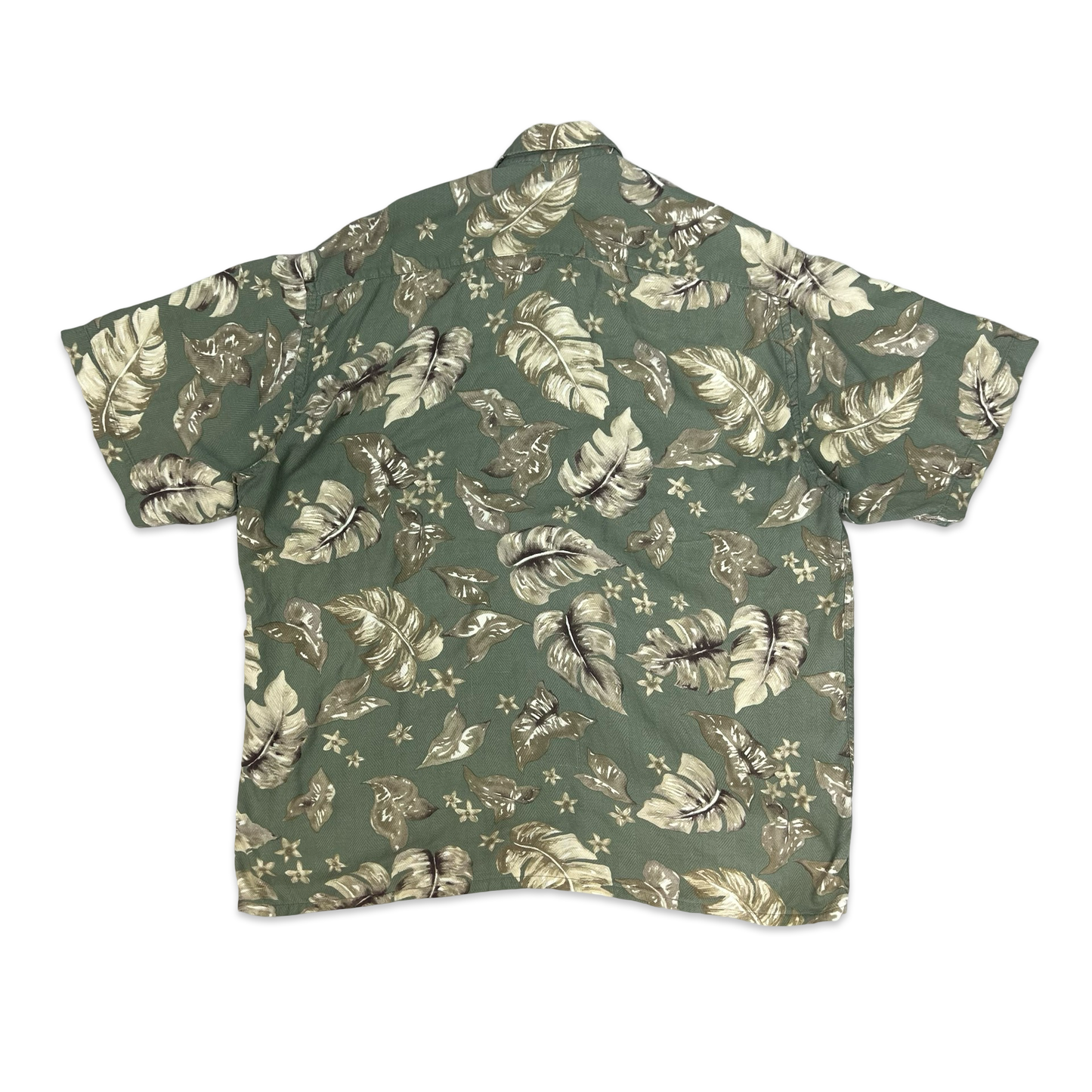 Vintage 90s 00s Pierre Cardin Green & Brown Leafy Print Shirt XL
