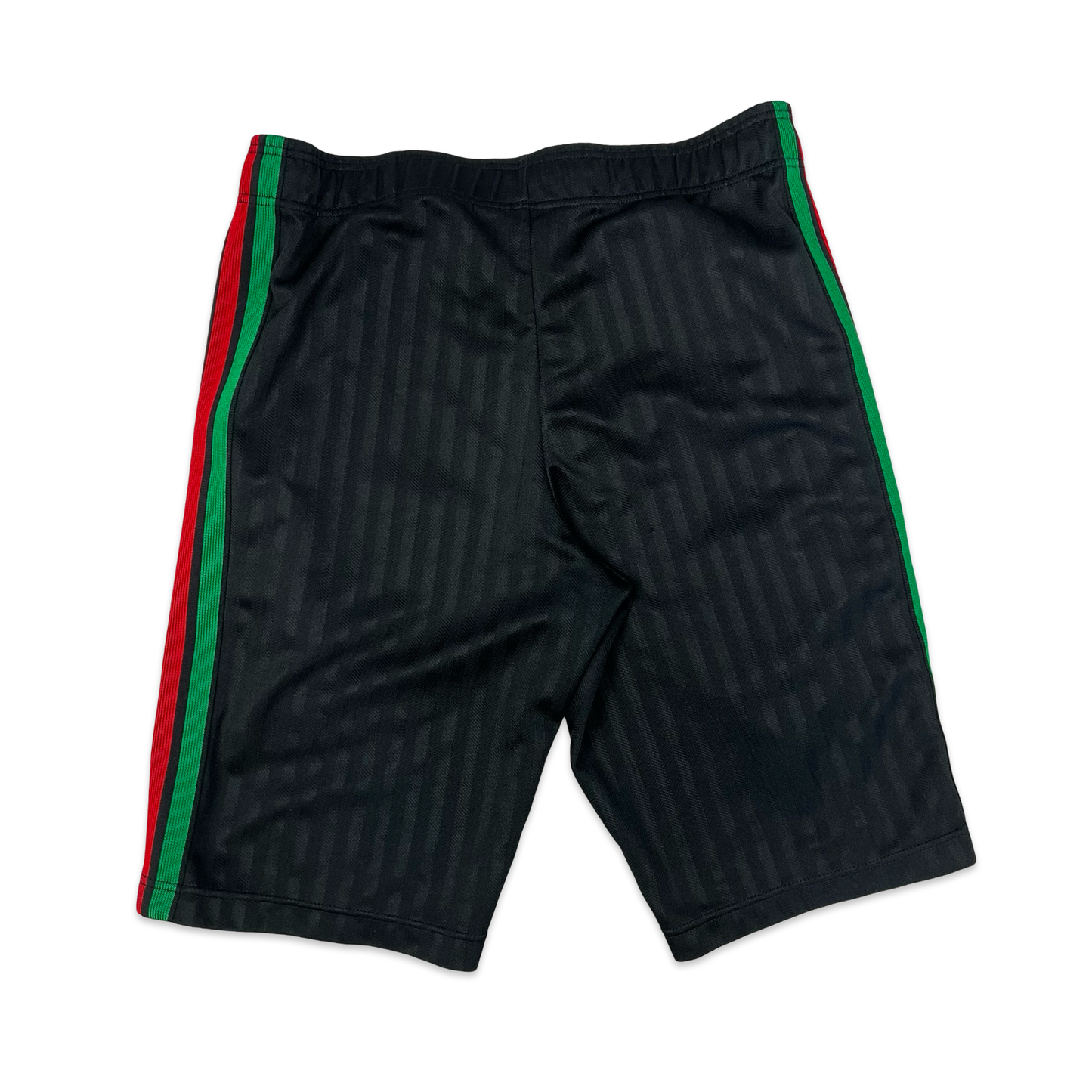 00's Adidas Black Sport Shorts Yellow Red & Green Stripes M