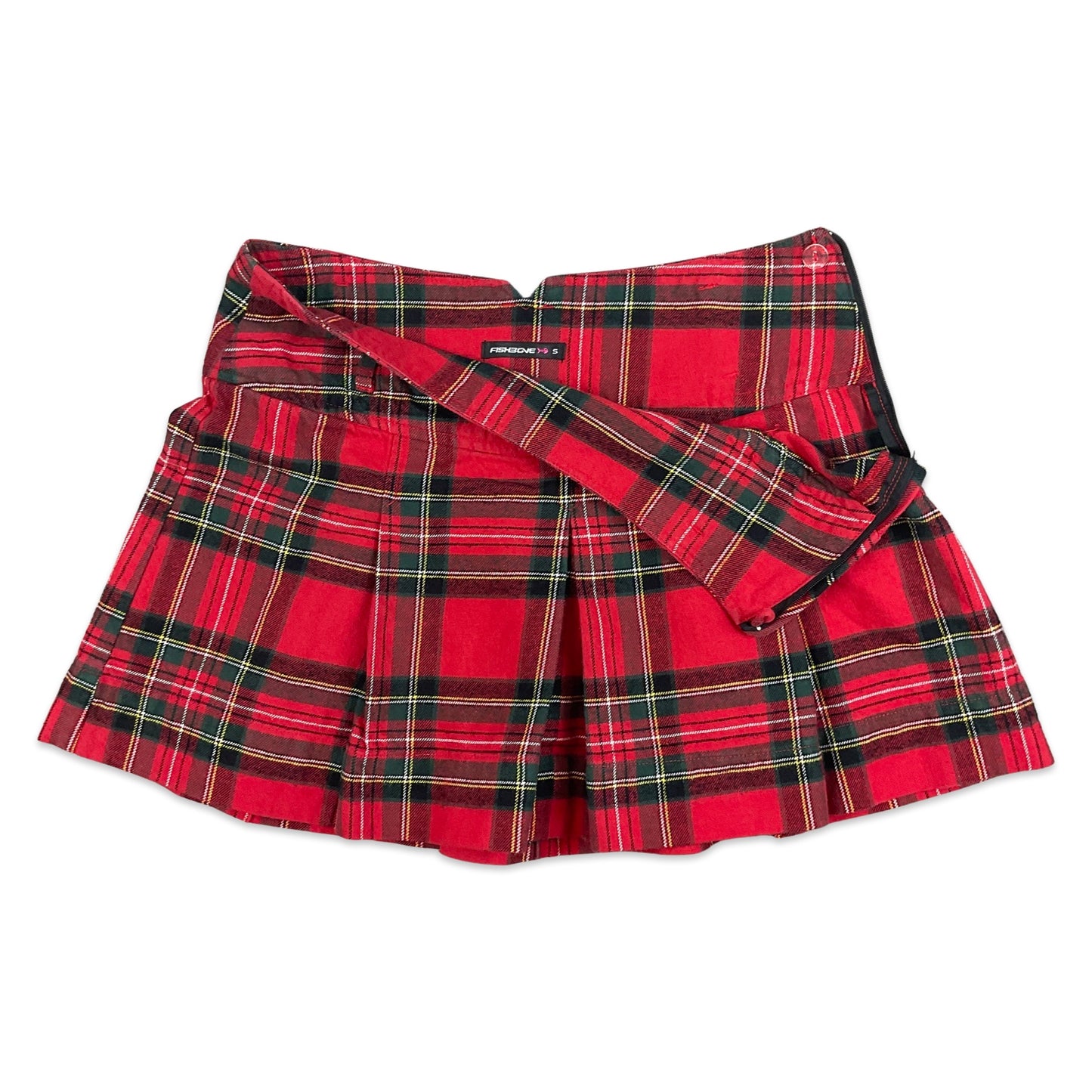 Vintage 90s Red Tartan Pleated Mini Skirt 10 12