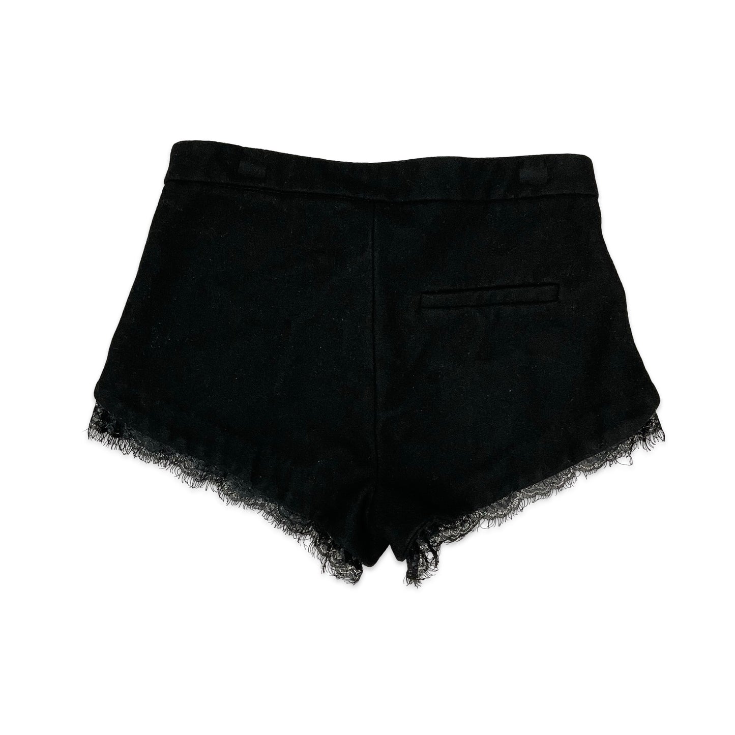 Y2K Black Wool Hotpants with Lace Hem 10