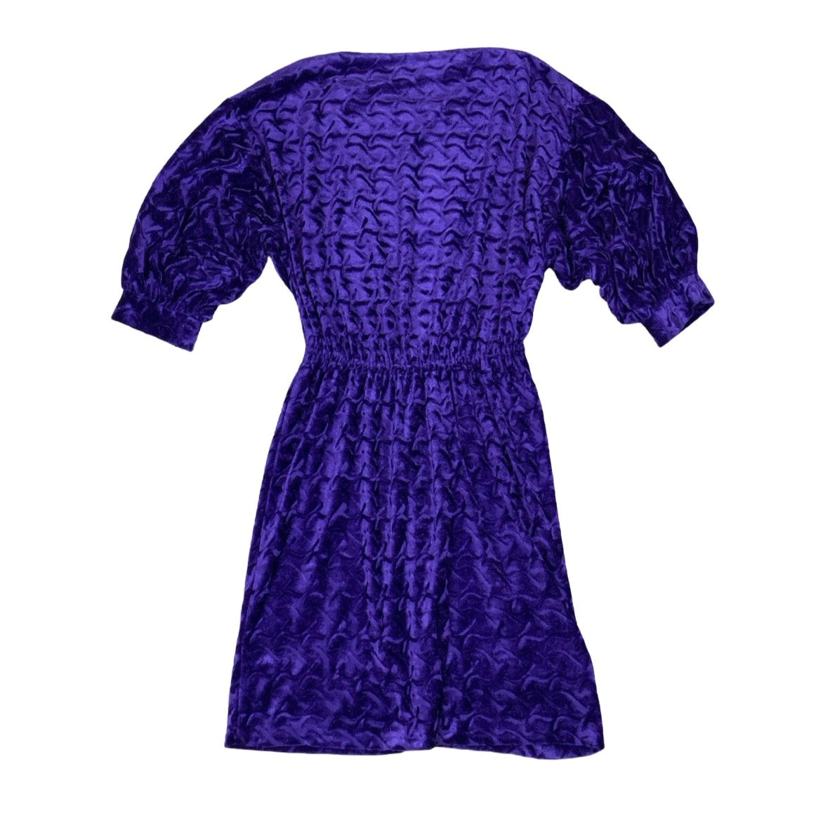 Vintage 80s Purple Textured Velvet A-line Dress 10 12