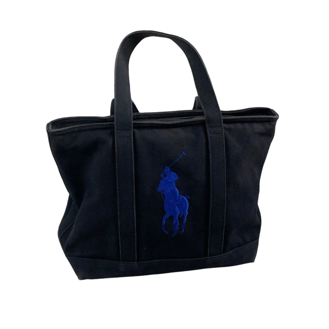 Vintage 'Ralph Lauren' Blue Black Canvas Satchel Bag