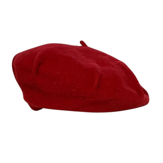 Vintage 'Woolmark' Red Wool Artist Warm Beanie Beret Hat