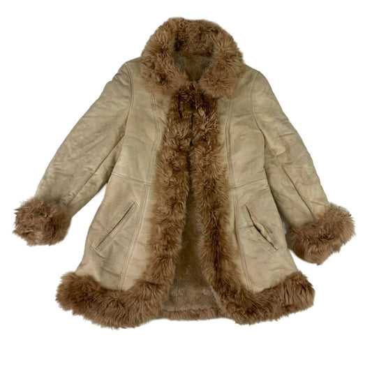 Vintage Cream Shearling Coat 12 14