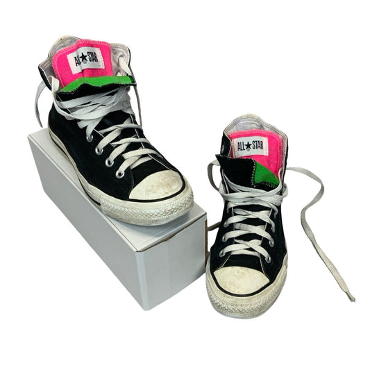 Black Pink Green Converse Trainers UK7