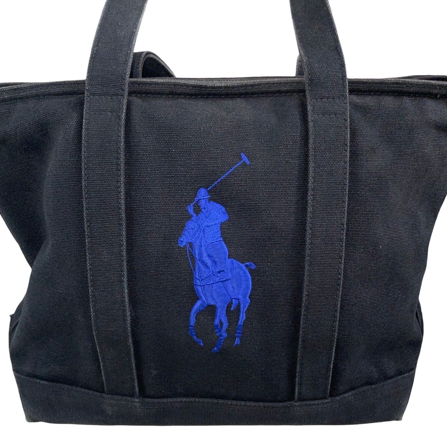 Vintage 'Ralph Lauren' Blue Black Canvas Satchel Bag