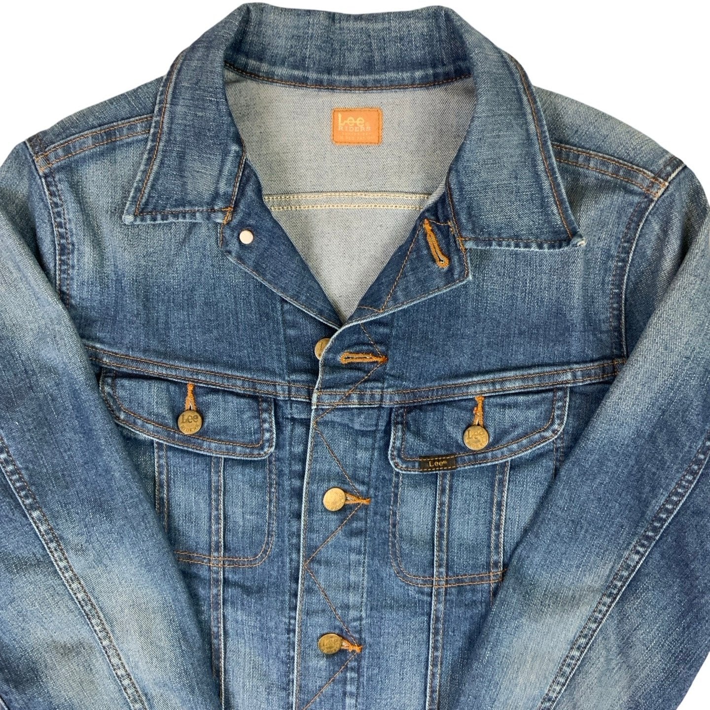 Vintage 90s Lee Sanforized Faded Blue Denim Jacket S